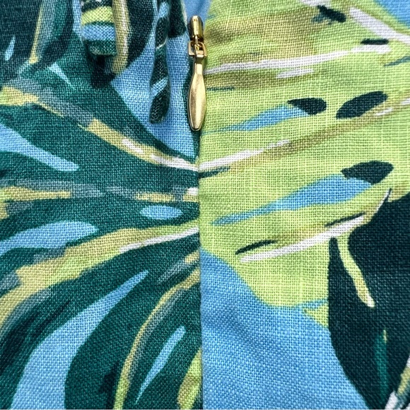 Draper James Puff Sleeve Linen Top Size 14 XL Preppy Tropical Print Fully Lined - Picture 8 of 11